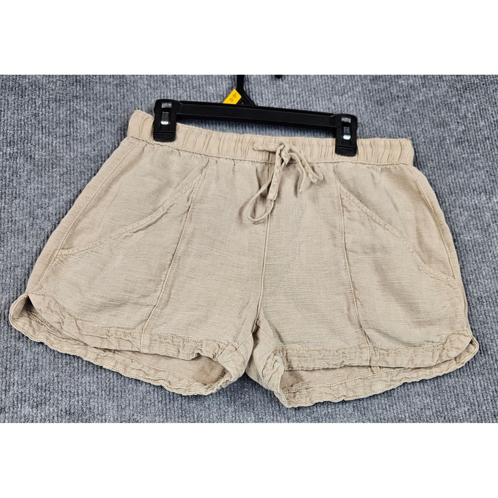 C&C California Womens Linen Blend Drawstring Shorts Tan Khaki XS